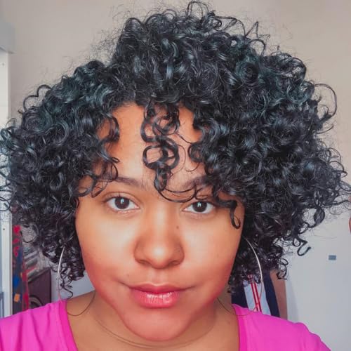 Kinky Curly 10 Inch Human Hair Wigs for Black Women - Wear and Go Glueless Short Wig with Natural Color - 100% Human Hair