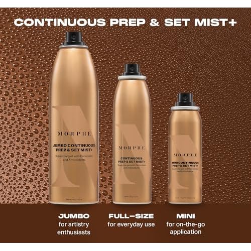 Morphe Continuous Prep & Set Setting Spray - Hydrating Setting Spray for Makeup & Skin Prep - Enriched with Ceramides and Antioxidants for a Radiant Finish (2.8 oz)