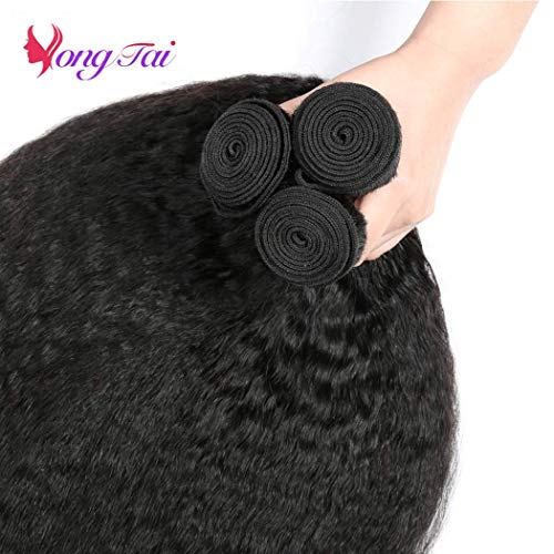Kinky Straight Human Hair Bundles 20 20 20 Inches Unprocessed Brazilian Yaki Straight Virgin Hair 3 Bundles Hair Extensions 1B Color