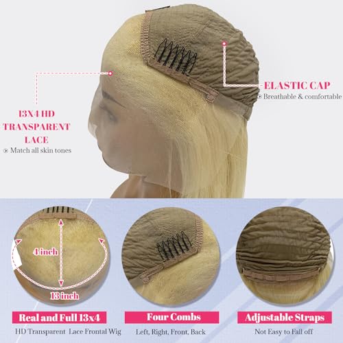 Licoville 8 Inch 613 Blonde Bob Wig Human Hair 13x4 Lace Front Wigs for Black Women Pre Plucked 180% Density HD Bob Wig