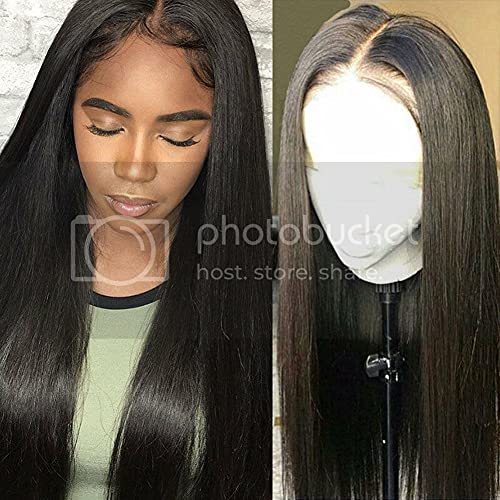 Human Hair Lace Front Wigs Pre Plucked Virgin Brazilian Human Hair Wigs for Black Women Silky Straight Glueless Lace Front Wig with Baby Hair Straight Human Hair Wig Bleached Knots 130% Density 14"
