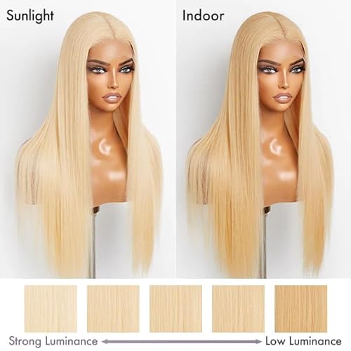 Azkiu 613 Lace Frontal Wig Human Hair 13x4 Hd Lace Blonde Straight Wigs Human Hair Pre Plucked With Baby Hair Bleached Knot Blonde wig Human Hair 150 Density 26 inch