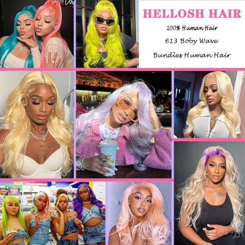 613 Bundles Human Hair 20 22 24 Inch Straight Blonde Bundles Human Hair 100% Unprocessed 12A Brazilian Virgin Hair 3 Bundles Straight 613 Quick Weave for Women