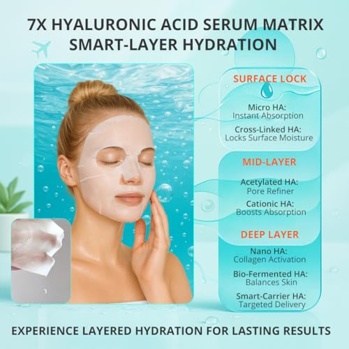 GONIM Face Mask Korean Skin Care with Hyaluronic Acid Serum & Collagen Activation, Hydrating Face Masks Skincare with Vitamin C, Moisturizing Sheet Mask for All Skin, Korean Face Mask 15 Sheets