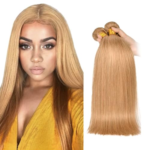 Color 27 Human Hair Bundles Blonde Straight Bundles Human Hair 14 16 18 Inch Honey Blonde Bundle 8A Brazilian Virgin Remy Hair 3 Bundles Blonde Hair Bundle Hair Extensions