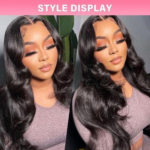WOWANGEL 13x6 HD Lace Front Wigs Human Hair Body Wave Pre Plucked SKINLIKE 0.1mm Extremely Thin Real HD Lace Front Wigs 180% Density Glueless Human Hair Wigs for Women 16 Inch