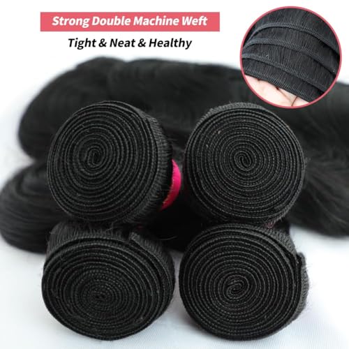 12A Brazilian Body Wave Human Hair 4 Bundles 20 22 24 26 Inch 100% Unprocessed Brazilian Virgin Human Hair Weave Bundles Body Wave Hair Extensions Natural Color