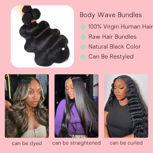 Hair Body Wave Bundles 14 16 18 20 Body Wave Human Hair 4 Bundles 100% Unprocessed Brazilian Virgin Remy Hair Extensions for Black Women