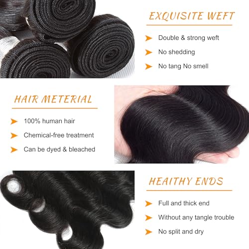 14A Brazilian Body Wave Bundles Human Hair 18 20 22 24 Inch 100% Real Raw Virgin Human Hair Bundles Body Wave 4 Bundles Human Hair Extension Natural Color£¨18 20 22 24£©