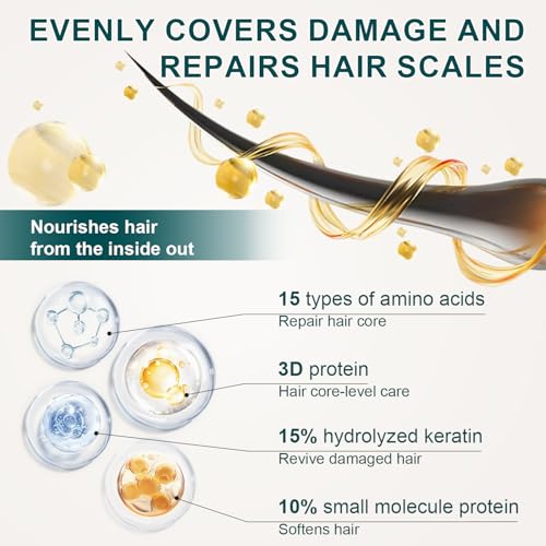 Hair Mask for Damaged Hair, Rosemary Keratin Collagen Deep Repair Conditioning Hydrating Hair Mask for Dry Damaged Frizzy Hair 10.15oz 300ml
