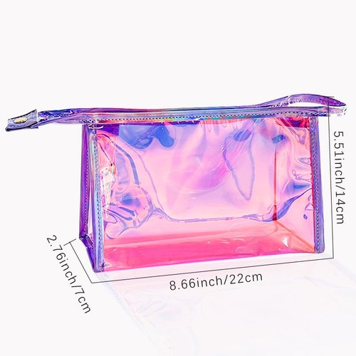 TotePrint Green Transparent Laser Cosmetic Bag Iridescent Holographic Waterproof PVC Makeup Organizer Bag for Women (Green)