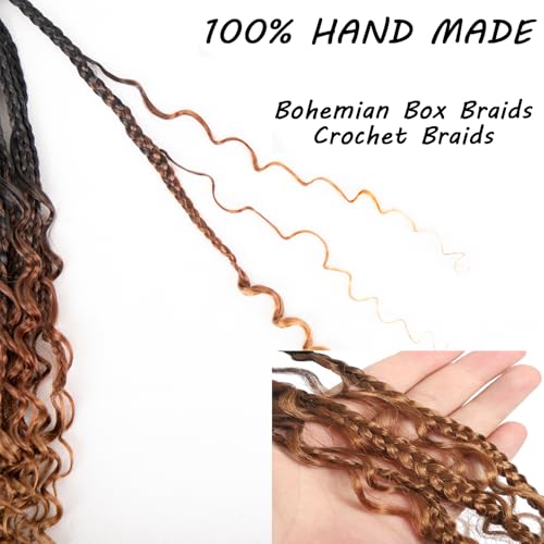 Goddess Box Braids Crochet Hair 14inch 112 Stands Boho Crochet Box Braids with Curly Ends 8 Packs Boho Box Braids Crochet Hair for Black Women Pre Looped Boho Box Braids Crochet Hair Extensions