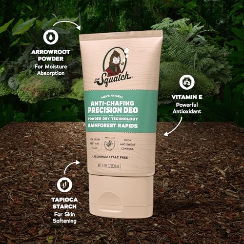 Dr. Squatch Precision Deo Dry Lotion - No Mess Body Powder Lotion for Men - Made With Natural Ingredients - 2 Pack Rainforest Rapids