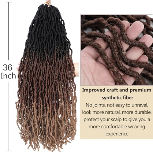 Ombre Faux Locs Crochet Hair Soft Locs 36 Inch 7 Packs Crochet Locs Natural Long Locs Crochet Hair For Women Synthetic Pre looped Crochet Braids (36 Inch (Pack of 7), 1B/30/27)