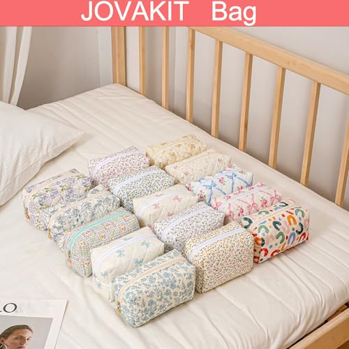 JOVAKIT Square Makeup Bag Cute Cosmetic Bag for Women, Floral Coquette Aesthetic Toiletry Bag, Zipper Make Up Pouch, Travel Make Up Organizer Bag (Pink Floral)