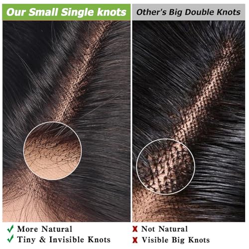 13x4 HD Lace Frontal Closure 12 Inch Deep Wave Lace Frontal Human Hair 100% Unprocessed Brazilian Virgin Hair Ear to Ear Swiss HD Transparent Lace Closure Culry Pre Plucked Free Part Natural Black