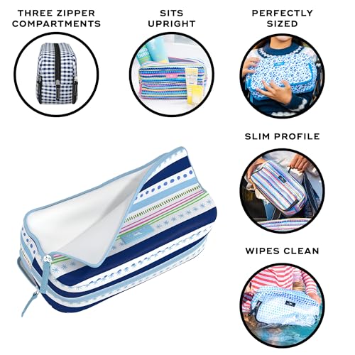 SCOUT 3-Way Toiletry Bag - Travel Makeup Pouch for Women with Three Zipper Compartments - Stands Upright, Wipes Clean