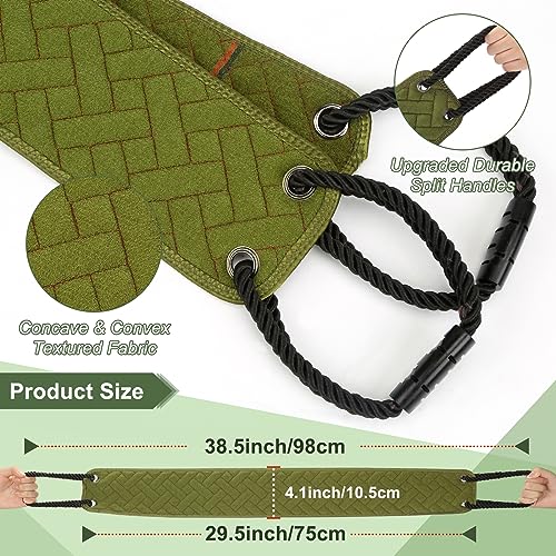 Exfoliating Back Scrubber with Upgraded Handles, 38.5 Inch Double-Sided Body Scrub Bath Exfoliator, Exfoliating Washcloth for Use in Shower, Back Washer to Deep Clean Your Skin for Men & Women (Green)