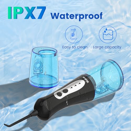 Water Flossers for Teeth, Portable Oral Irrigator Rechargeable Water Dental Flosser Pick with High Pressure 5 Jet Tips, IPX7 Travel Water Flossing for Brace Teeth Cleaner Gum Care