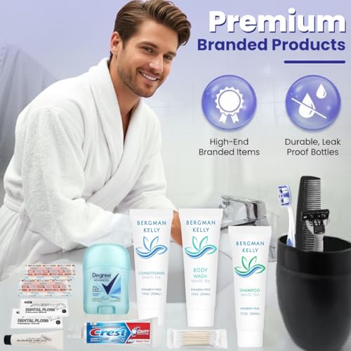 Trektote Bulk Hygiene Kit For Men ? (5 Pack) 12 Piece Set Of Travel Size Toiletries, TSA Compliant, Bulk Travel Essentials, Includes Shampoo And Conditioner, Body Wash, Toiletry Bag & More