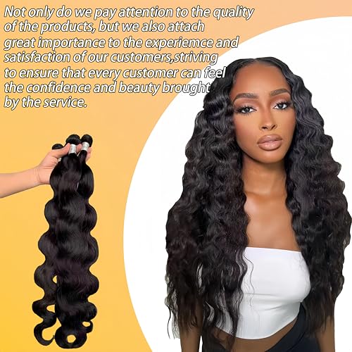 Body Wave Human Hair 100% Unprocessed Brazilian human Hair3 Bundles 24 26 28 Inch 300g/Pack Body Wave Selected Healthy Natural Black soft Smooth Double Weft Quick Weft Extensions for Women