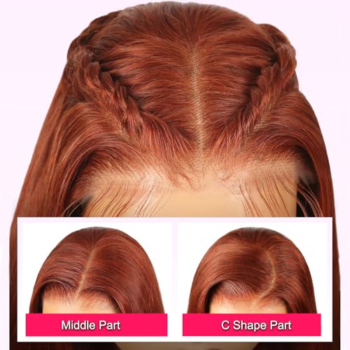 13x4 Straight Reddish Brown Lace Front Wigs Human Hair Glueless Wigs Human Hair Pre Plucked Pre Cut 250% Density Glueless Wig Human Hair Lace Front Wigs for Women 22 Inch