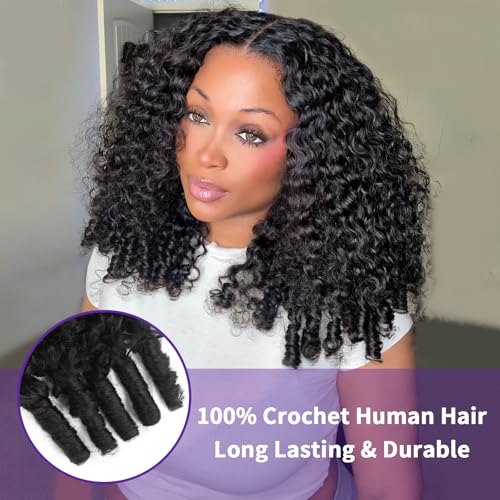 Burmese Curly Human Crochet Hair 20 Inch 120g Human Feather-Line Invisible Crochet Hair Pre Separated Knotless Crochet Human Hair For Braiding Twist