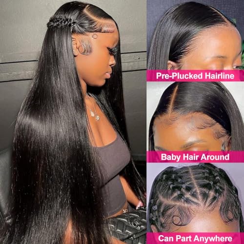 Holiden 200% Density 10 Inch Short Bob Wig Human Hair 13x4 HD Lace Front Wigs Straight Bob Lace Front Wigs Glueless (13x4 Black Straight Wig, 32 Inch)