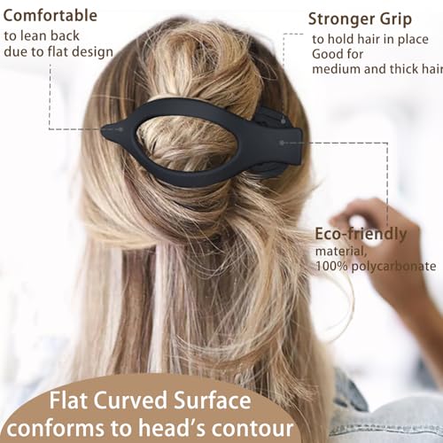 6 Pack Flat Hair Claw Clips for Women Duck Billed French Lay Down Hair Barrettes Accessories 100% Polycarbonate Matte Neutral Color