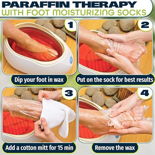 200 Pcs Plastic Foot Covers for Feet ? Leak-Proof, Ribbed Anti-Slip Design with 200 Stickers for a Secure Fit ? Plastic Foot Gloves for Moisturizing, Paraffin Wax Bags | Self Care & Holiday Gifting