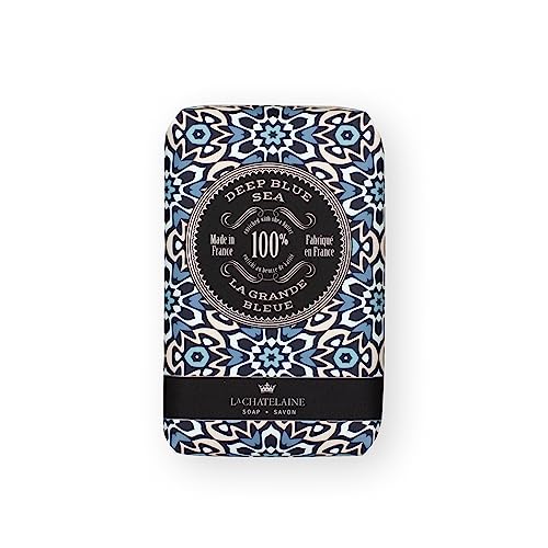 La Chatelaine Soap Supply Tin Gift Set |Unisex, Men, Women| Plant-based shea butter bar soaps | Made in France | Natural and Organic | Large soap bars | Set of 6, 8.8 oz./250g bars - Red Mosaic