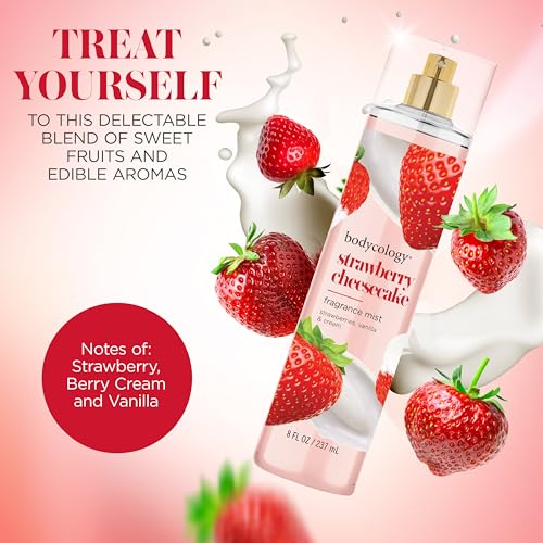 Bodycology Long-Lasting Fragrance Body Mist, Strawberry Cheesecake, 8 fl oz (Pack of 2)