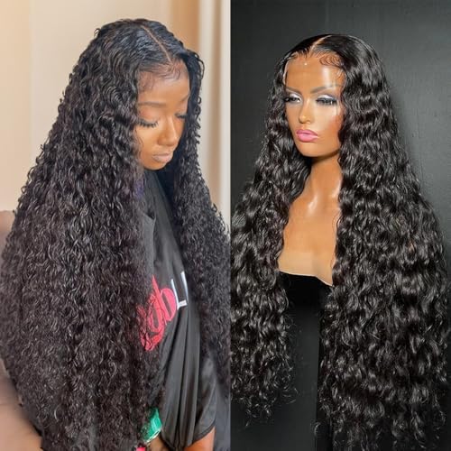 5x5 Real HD Lace Front Human Hair Wigs for Black Women 180% Density Curly Lace Closure Wig Bye-Bye-Knots With Baby Hair Natural Hairline (5x5 HD Lace Wig, 18inches)