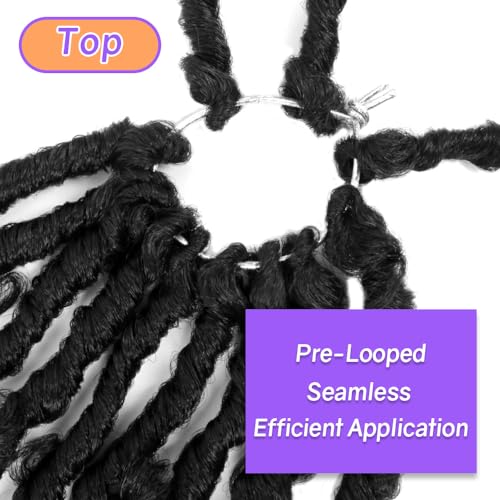 Crochet Butterfly Locs with Curly Ends 22 Inch, Boho Distressed Butterfly Locs Crochet Hair, Black Bohemian Goddess Faux Butterfly Braids with Curly Ends (6 Packs, 1B)