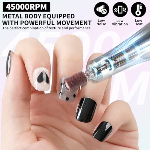 LIMEGIRL Professional Electric Nail File Drill Bits Kit 45000RPM for Acrylic Toenail Machine Clippers with 14 Drill Bit Gradient Pink Glitter Portable Rechargeable Cordless
