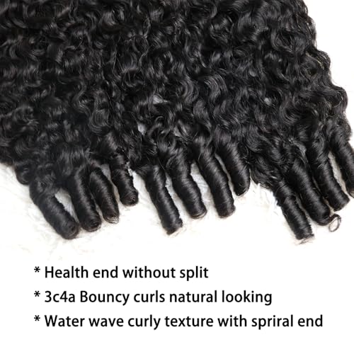 Curly Human Hair Bundles Water Wave Burmese Curly Bundles Human Hair Weave with Spiral End 3c4a Quick Weave Hair for Women 20 22 24 Inches Natural Black 3 Pcs