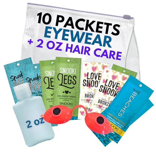 Assorted Tanning Bed Lotion (10 Packets) & EYE WEAR, Random Mix of Snooki My Beaches, Love Snooki, Extreme Blackout 100x, Legs Tanning Lotion Packets (0.57 oz each)