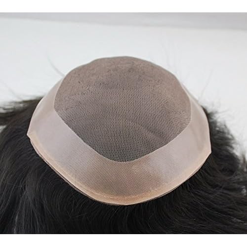 Toupee for Men Human Hair Natural Black Mens Hair piece in Stock mono wig durable PU around base 9 * 7