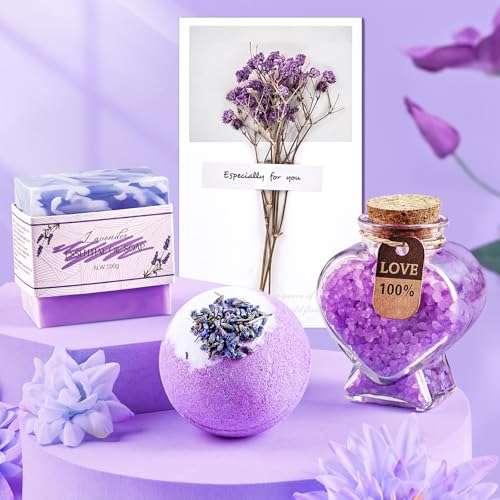 for Women Self Care Gifts Get Well Soon Gifts, Lavender Relaxation Spa Gift Basket Sets with Luxury Flannel Blanket, Unique Mothers Day Mom Gifts Basket for Mom Wife Grandma Sister