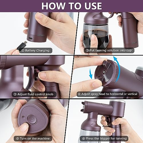 Portable Spray Tan Machine Professional Cordless Self Tanning Gun Rechargeable and Handheld Perfect for Home Salon DIY Mobile Travel and Beach