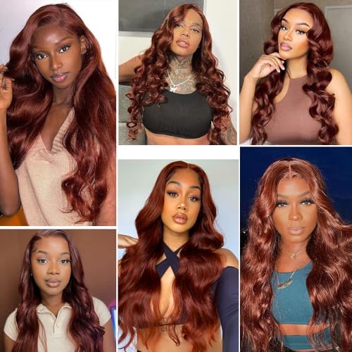 #33 Reddish Brown Bundles Body Wave Bundles Human Hair 34 34 34 Inch Unprocessed Brazilian Virgin Weave Hairs Brown 3 Bundle 50 Gram Per Bundle Human Hair Extensions