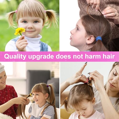 350 PCS Multicolor Cotton Hair Ties ? Small Baby Hair Elastics for Kids and Girls, No Crease Finger Ponytail Holders (20 Colors)