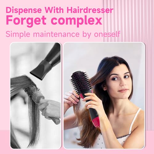 4-in-1 Hair Dryer Brush - Ionic Ceramic Titanium Brush Blow Dryer Hot Air Styler for Frizz-Free Blowouts, Salon Volumizer & Straightener with ALCI Safety Plug, 3 Heat Settings Hot Air Styler