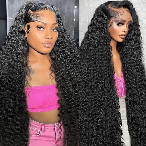 26 Inch Water Wave Lace Front Wigs Human Hair 13x6 HD Lace Frontal Wigs Pre Plcked Deep Part Curly Wig for Women 200% Density Water Wave Lace Front Wigs With Baby Hair