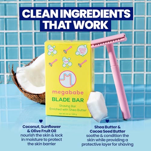 Megababe Blade Bar | Stocking Stuffer Holiday Gift | Shaving Bar Enriched with Shea Butter | Hydrating for All Skin Types | 4.4 oz