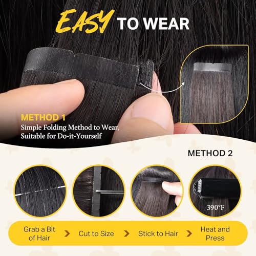 DOORES Tape in Hair Extensions, Balayage Dark Brown to Chestnut Brown 18 Inch 100g 20pcs, Wide Tape in Extensions Human Hair Real Remy Invisible Tape-ins Silky Straight Skin Weft Folding Wear