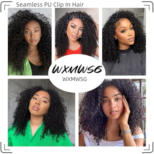 Seamless Afro Kinky Curly PU Clip in Extension Real Human hair For Women 7Pcs Seamless Clip ins Full Head 120g Natural Color 22Inch
