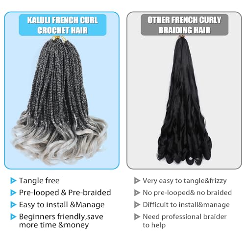 Grey Crochet Hair for Black Women 10 Inch 7 Packs French Curl Crochet Braids with Curly Ends Pre Looped Goddess Box Braids (Tgrey)