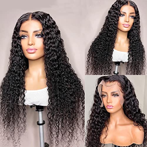 13x6 HD Transparent Lace Front Wigs, 180% Density Water Wave, Unprocessed Brazilian Virgin Human Hair, Soft and Natural, Medium Cap Size