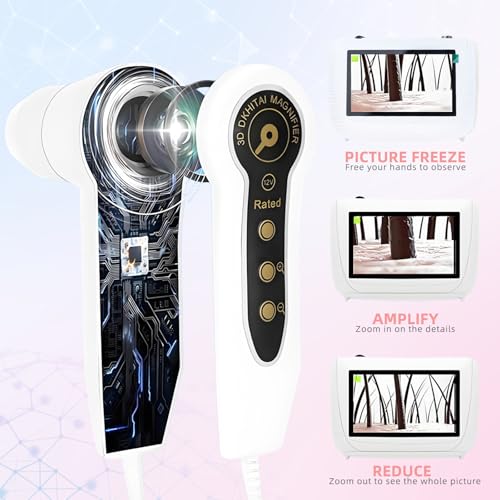 Skin Hair Analyzer, 5 Inch HD Screen Rechargeable Digital Hair Analyser Machine with 50X/200X Lens, Scalp Hair Follicle Oil Magnifying Diagnosis Tester 100?240V for Home Salon Use (US Plug)